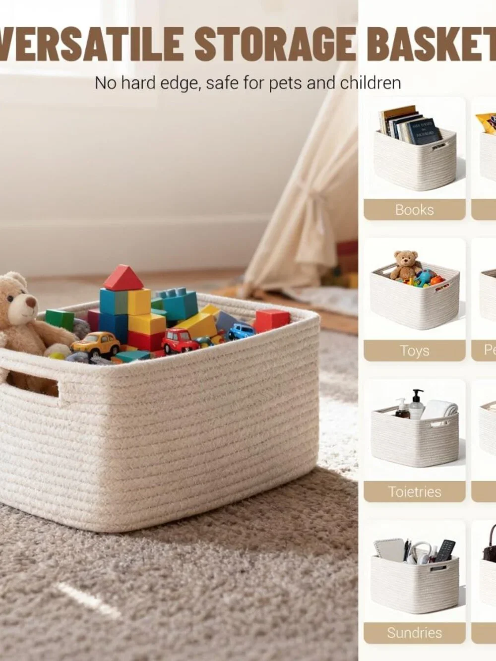 New 5 Pack Woven Storage Baskets, Decorative Storage Bins for Organizing | 13.8'